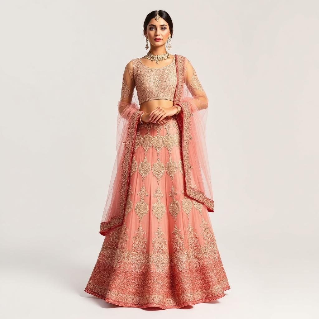 Lehenga — Blush Rose Pink, Silk Net
